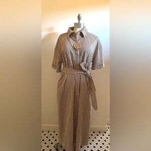 TUCKERNUCK POMANDER PLACE Brown Gingham Seersucker Zacara Dress - Sz XL